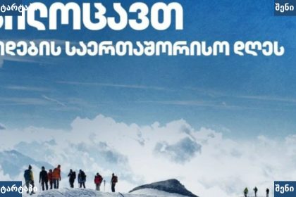 გიდების სარეკლამო პლაკატი მთებში — საქართველო