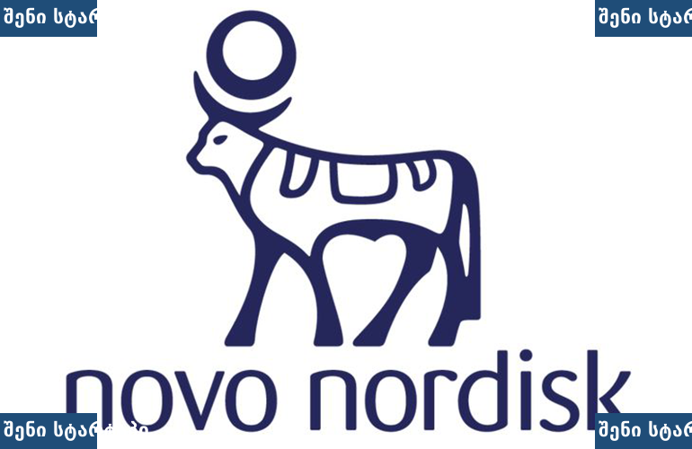 Novo Nordisk-ის ლოგო, ძროხის გამოსახულებით — საქართველო