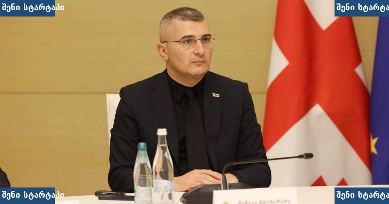 პოლიტიკოსი შეხვედრაზე, საქართველოს დროშა ფონზე — საქართველო