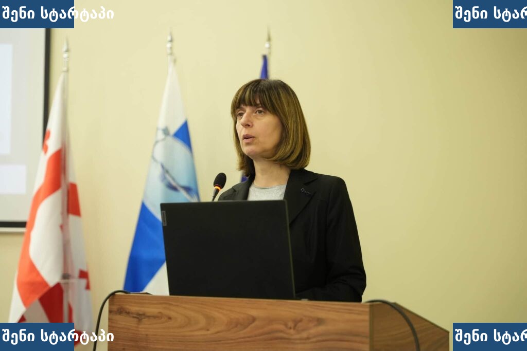 ქალი პრეზენტაციას ატარებს ღონისძიებაზე, საქართველო