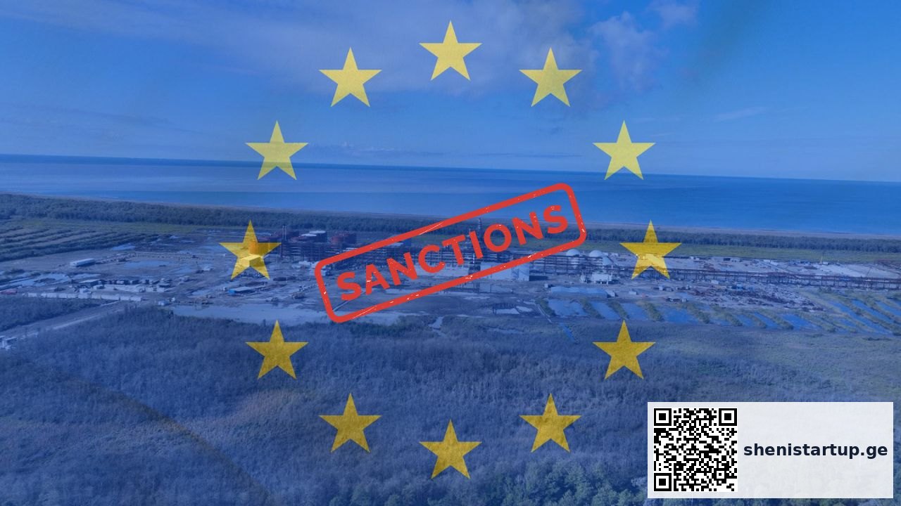 ევროკავშირის დროშა და სანქციების ნიშნით გამოსახული ფოტო, საქართველო